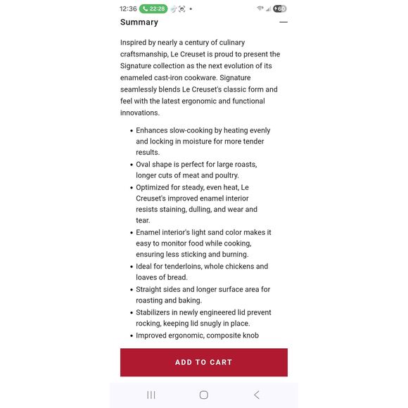 Le Creuset Signature Oval 6 3/4QT Casserole- Cerise - Picture 5 of 15